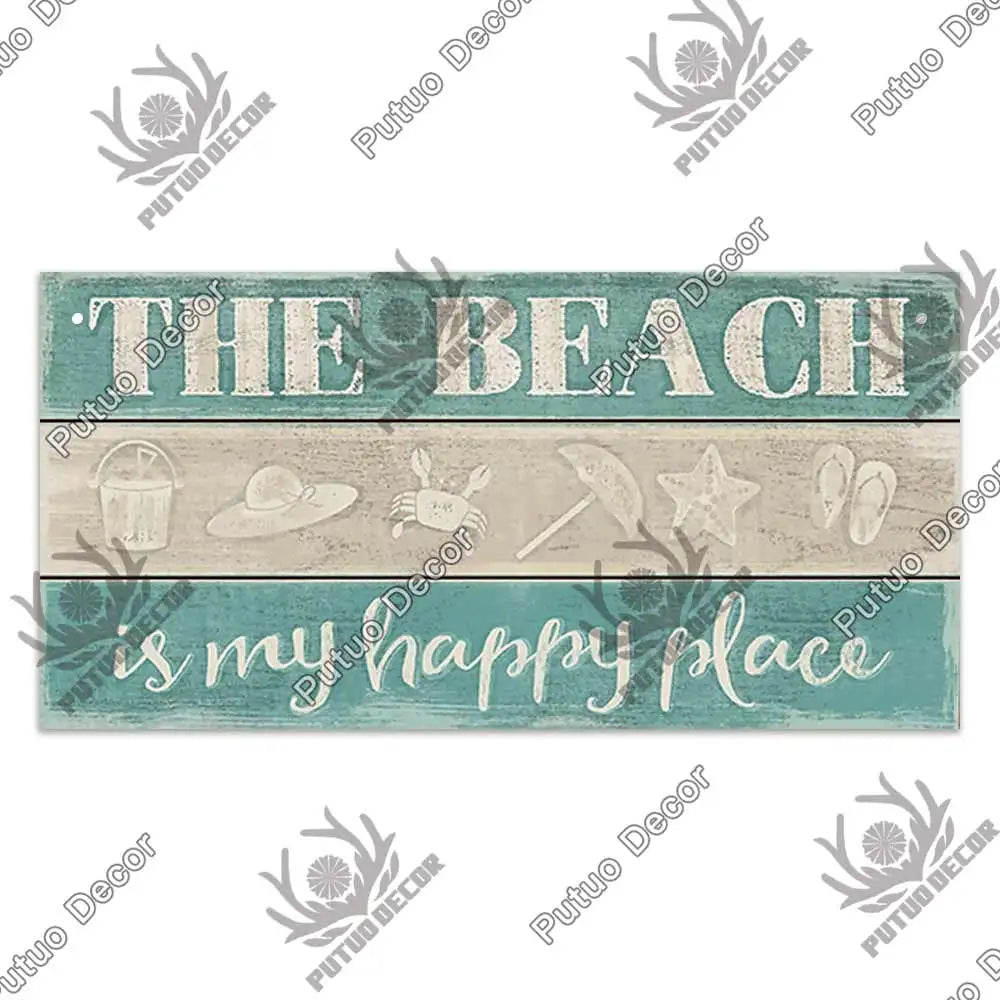 Beach Summer Signs Decorative Plaque Wood Wall Plaque Wooden Signs for Beach House Decoration Bar Living Room Decor