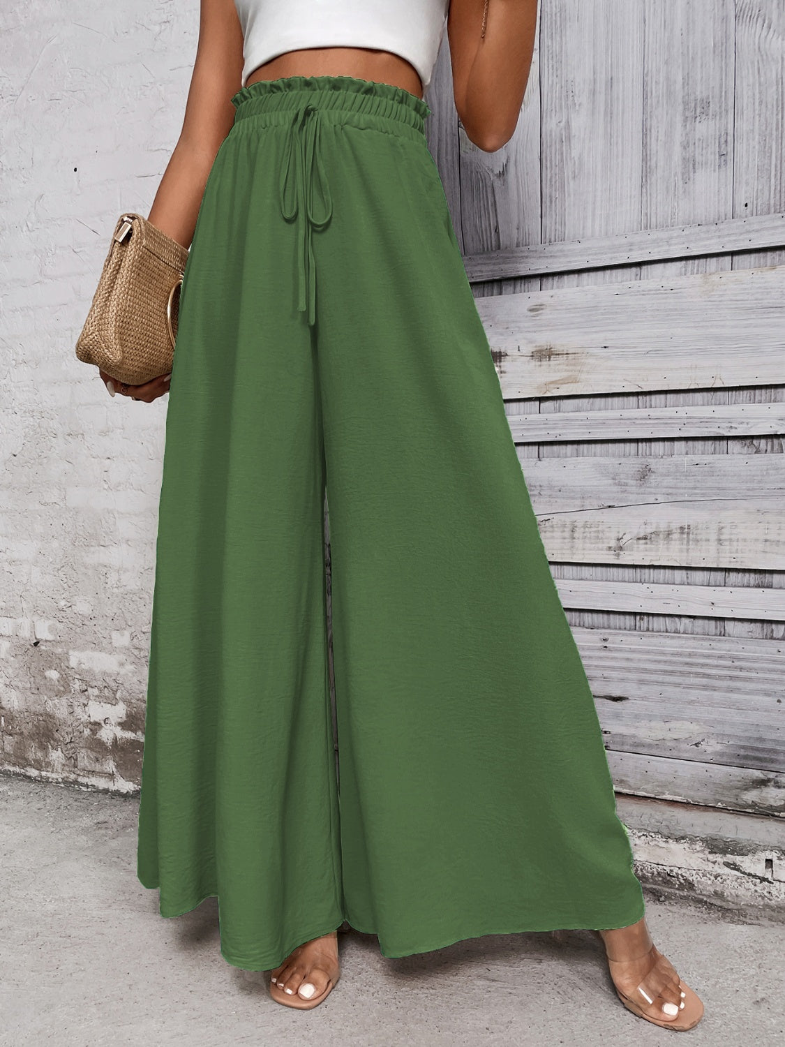A Summer Tied High Waist Wide Leg Pants