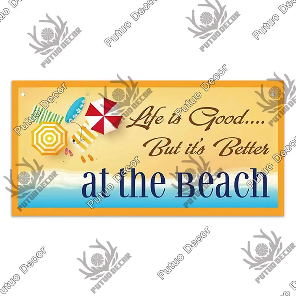Beach Summer Signs Decorative Plaque Wood Wall Plaque Wooden Signs for Beach House Decoration Bar Living Room Decor