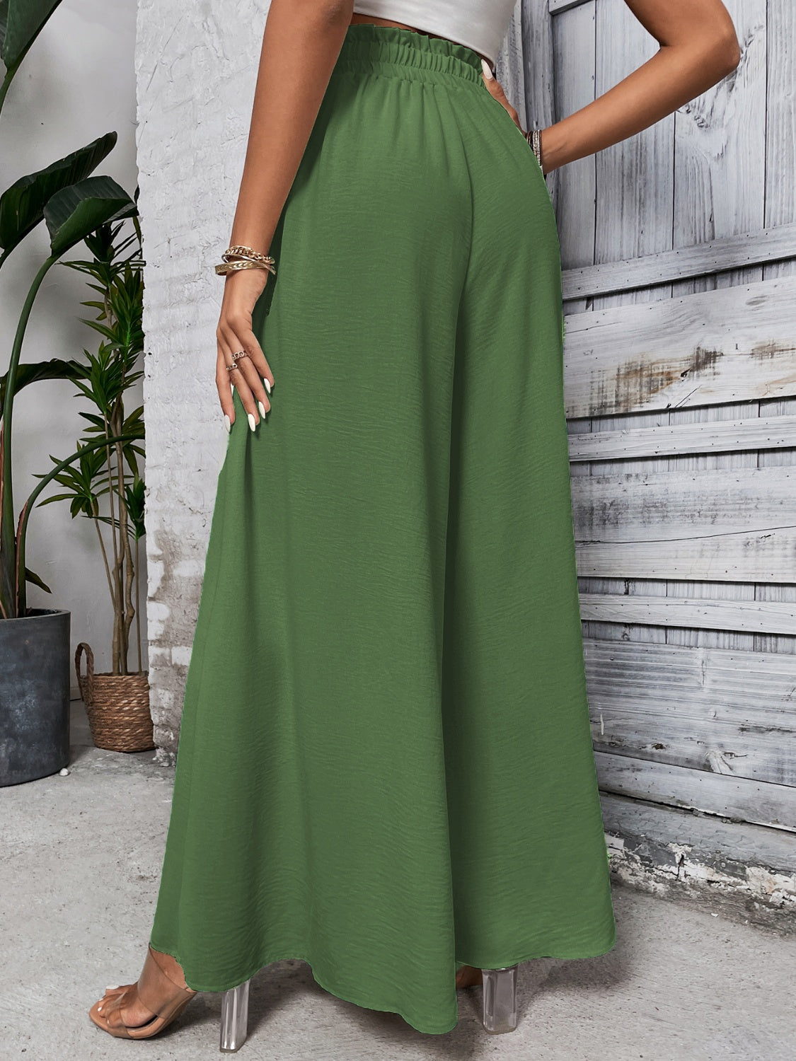 A Summer Tied High Waist Wide Leg Pants