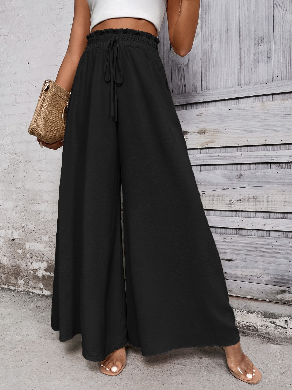 A Summer Tied High Waist Wide Leg Pants