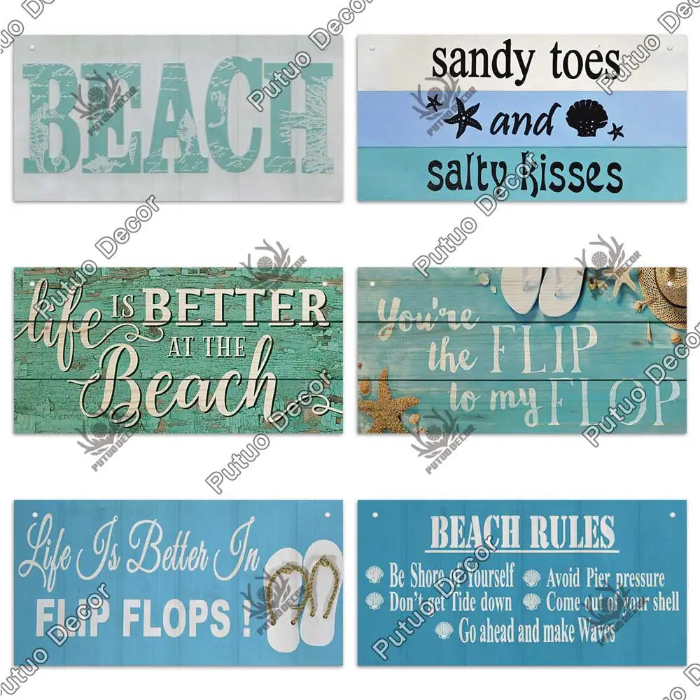 Beach Summer Signs Decorative Plaque Wood Wall Plaque Wooden Signs for Beach House Decoration Bar Living Room Decor