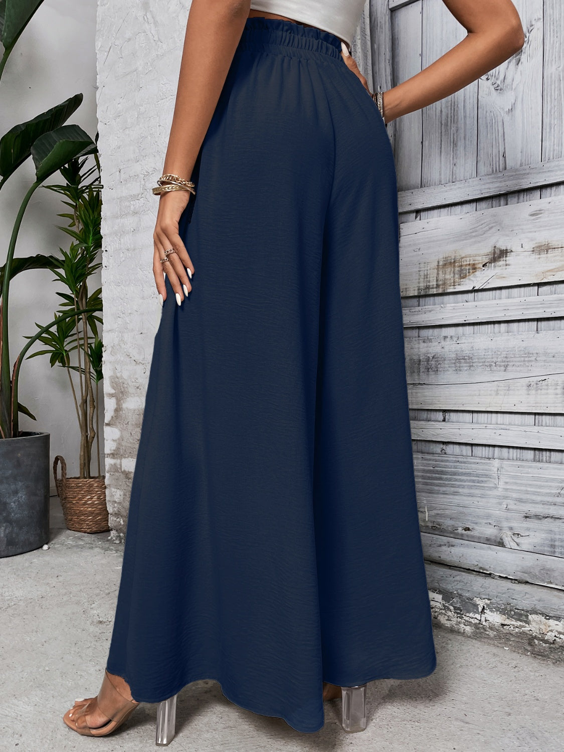 A Summer Tied High Waist Wide Leg Pants