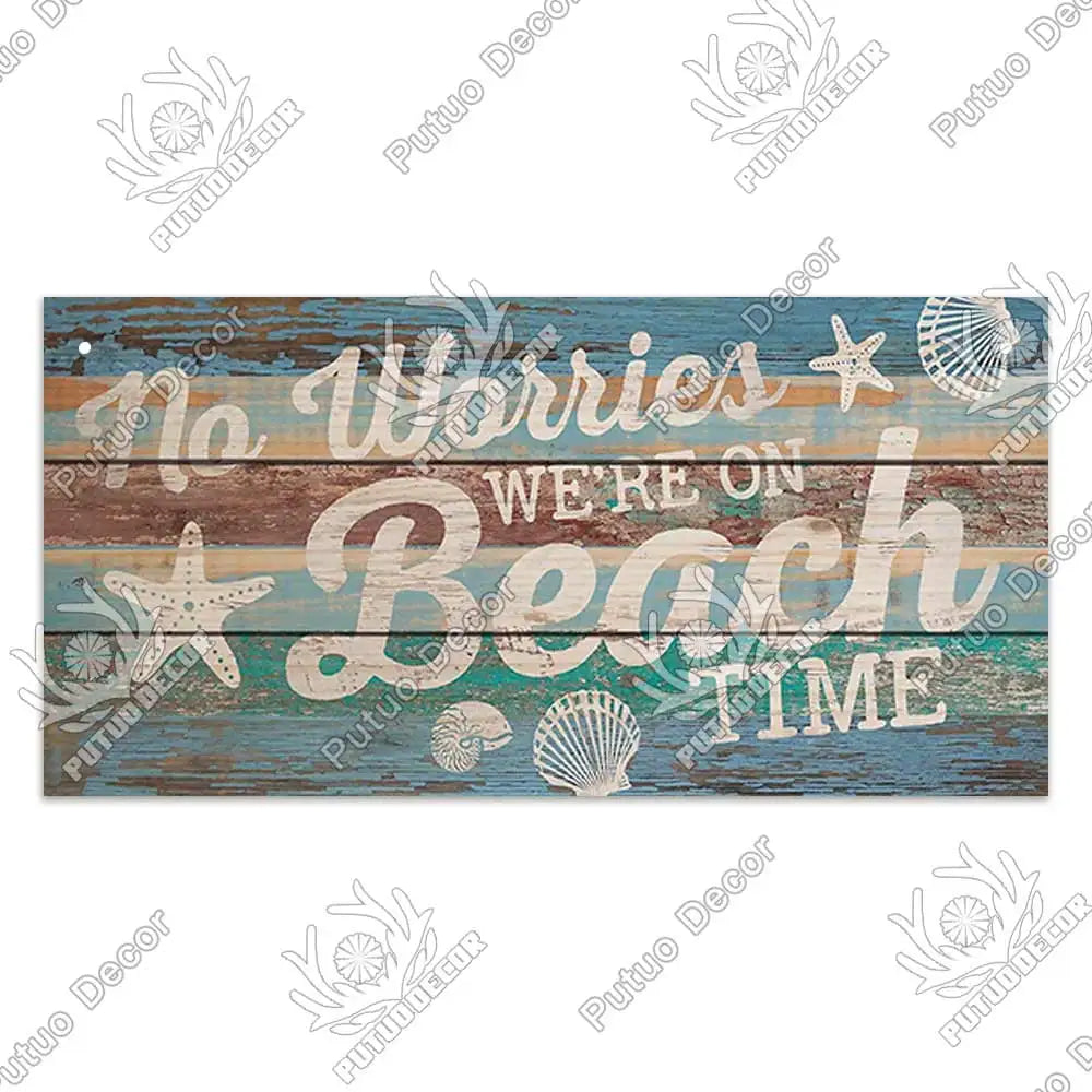 Beach Summer Signs Decorative Plaque Wood Wall Plaque Wooden Signs for Beach House Decoration Bar Living Room Decor