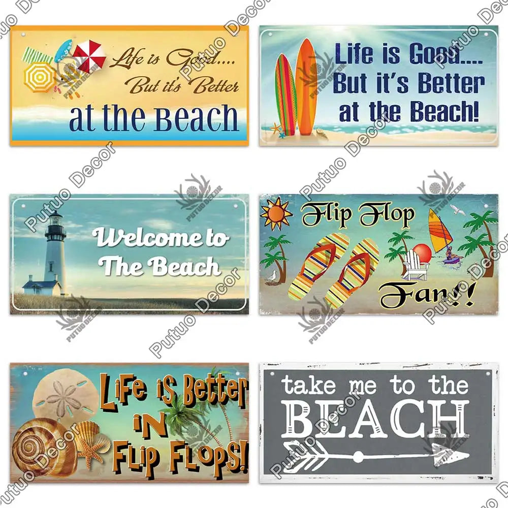Beach Summer Signs Decorative Plaque Wood Wall Plaque Wooden Signs for Beach House Decoration Bar Living Room Decor