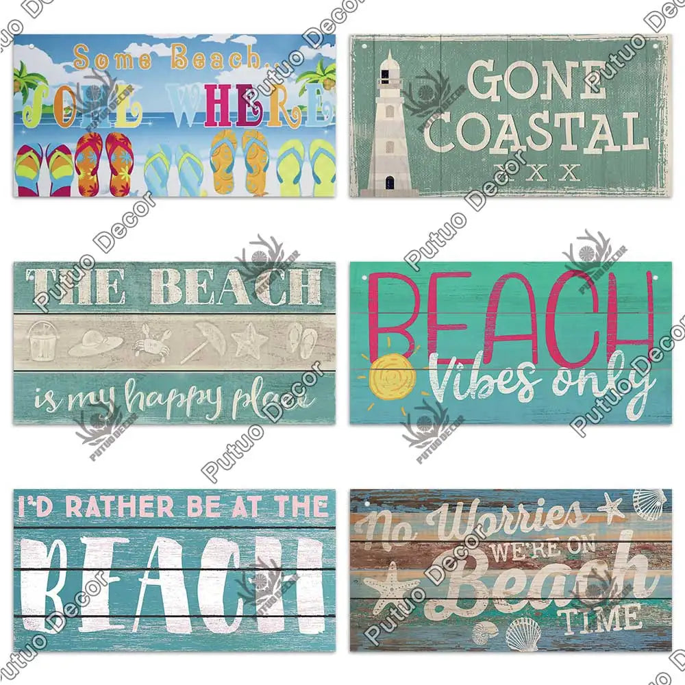 Beach Summer Signs Decorative Plaque Wood Wall Plaque Wooden Signs for Beach House Decoration Bar Living Room Decor