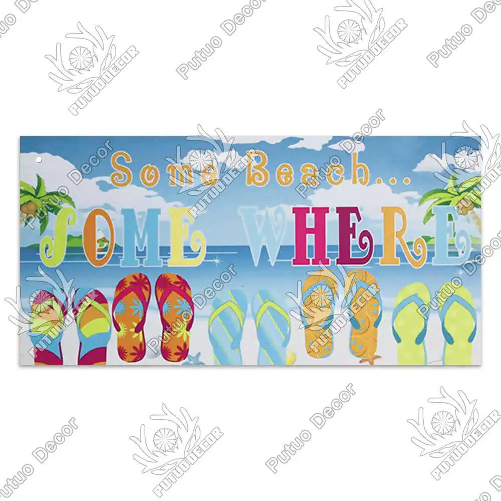 Beach Summer Signs Decorative Plaque Wood Wall Plaque Wooden Signs for Beach House Decoration Bar Living Room Decor