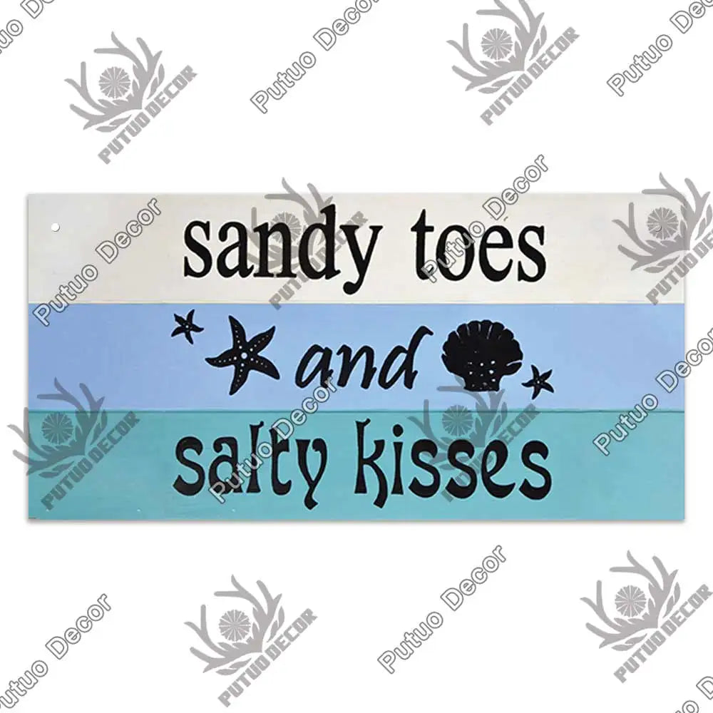 Beach Summer Signs Decorative Plaque Wood Wall Plaque Wooden Signs for Beach House Decoration Bar Living Room Decor