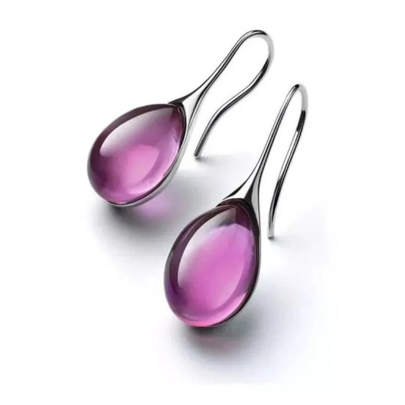 Trendy Women Earrings 8 Colors Delicate Gold Color Inlay Natural Stone Hook Dangle Earrings for Women Wedding Engagement Jewelry