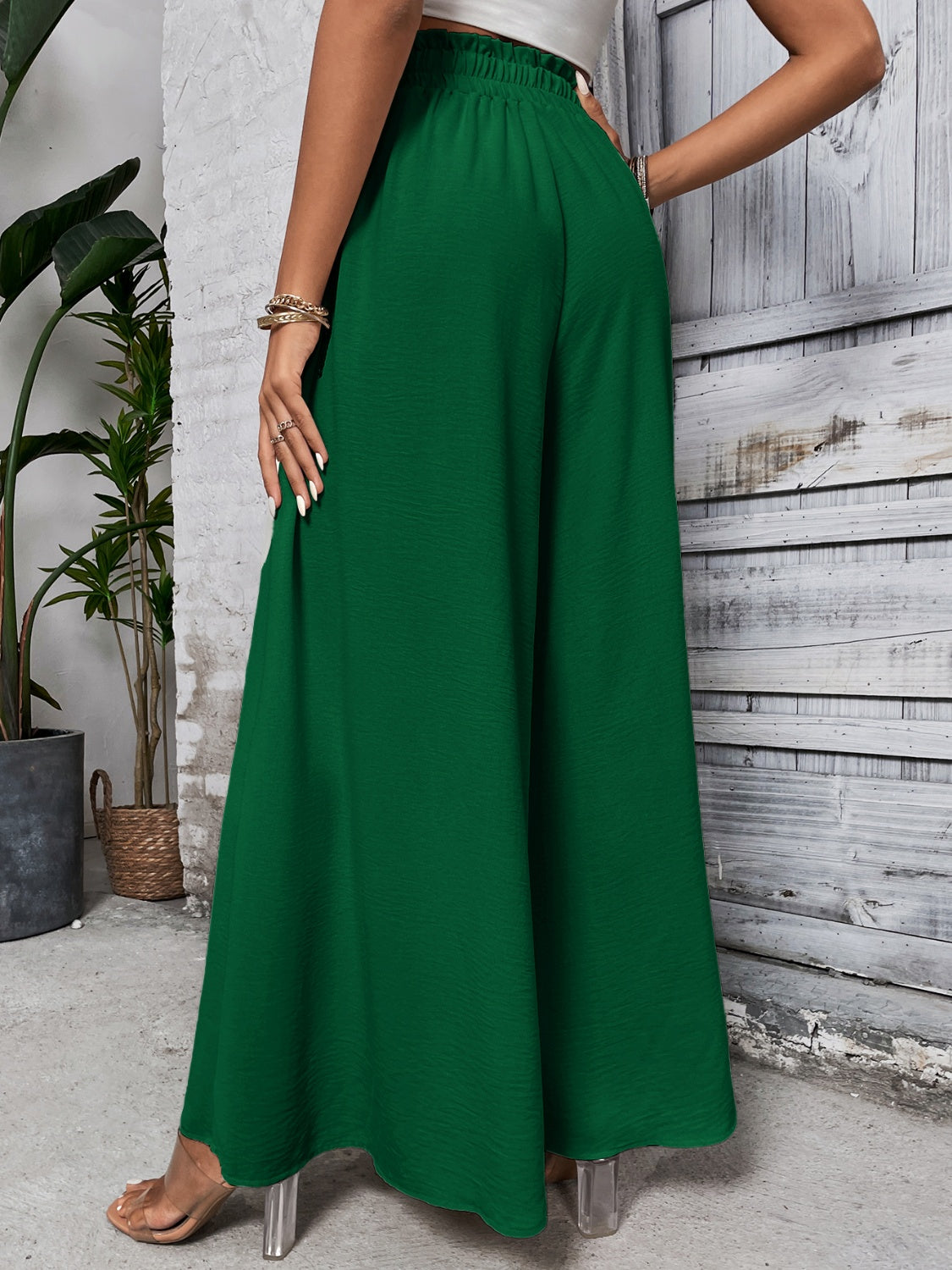 A Summer Tied High Waist Wide Leg Pants