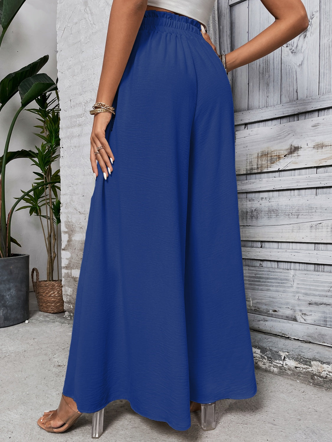 A Summer Tied High Waist Wide Leg Pants