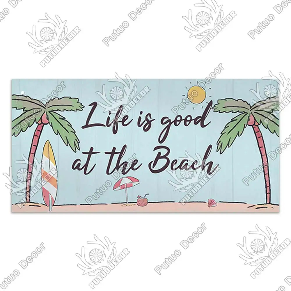 Beach Summer Signs Decorative Plaque Wood Wall Plaque Wooden Signs for Beach House Decoration Bar Living Room Decor