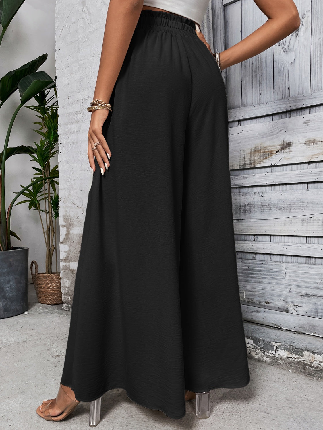 A Summer Tied High Waist Wide Leg Pants