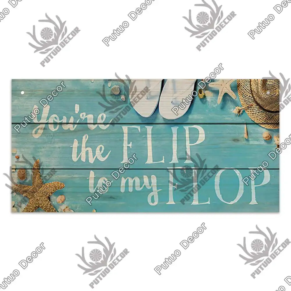 Beach Summer Signs Decorative Plaque Wood Wall Plaque Wooden Signs for Beach House Decoration Bar Living Room Decor