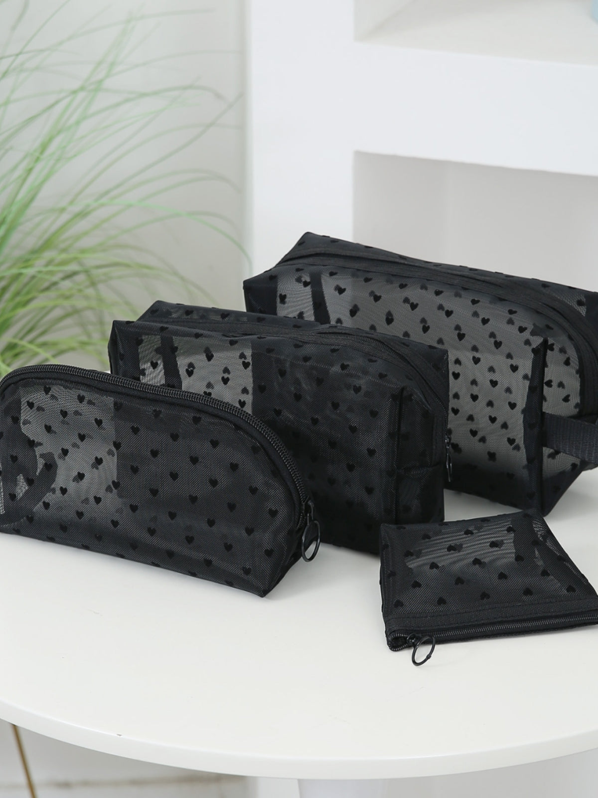 Cosmetic bag 4- Piece Heart Polyester Storage Bag