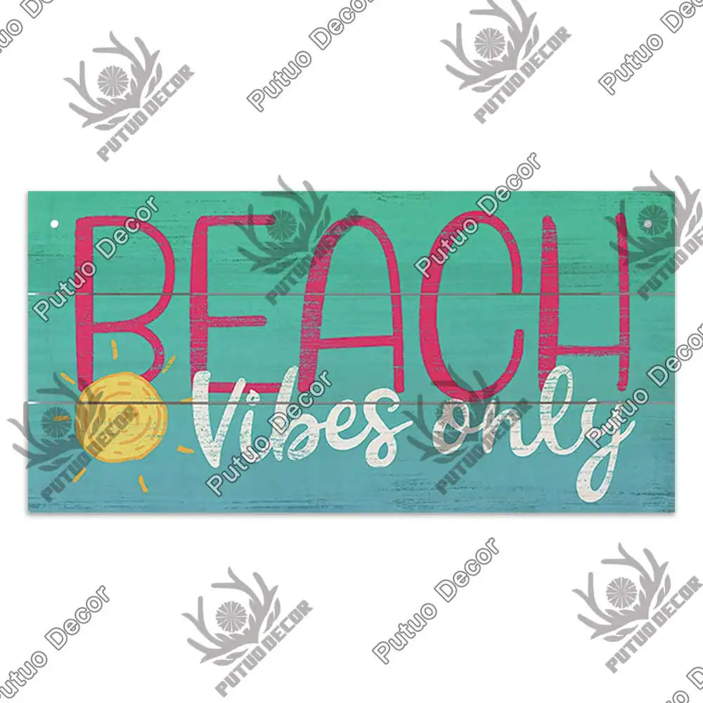 Beach Summer Signs Decorative Plaque Wood Wall Plaque Wooden Signs for Beach House Decoration Bar Living Room Decor
