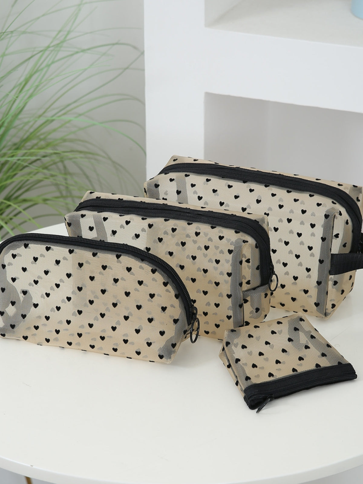 Cosmetic bag 4- Piece Heart Polyester Storage Bag