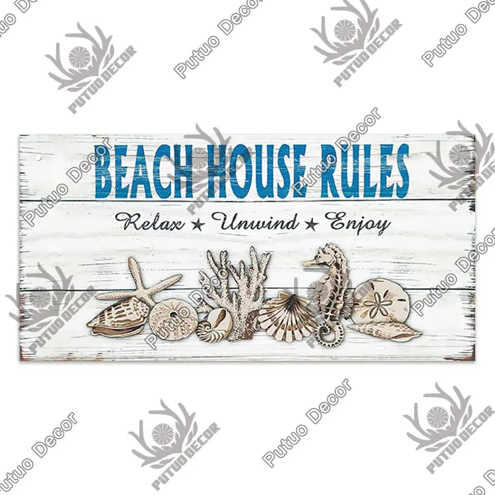 Beach Summer Signs Decorative Plaque Wood Wall Plaque Wooden Signs for Beach House Decoration Bar Living Room Decor