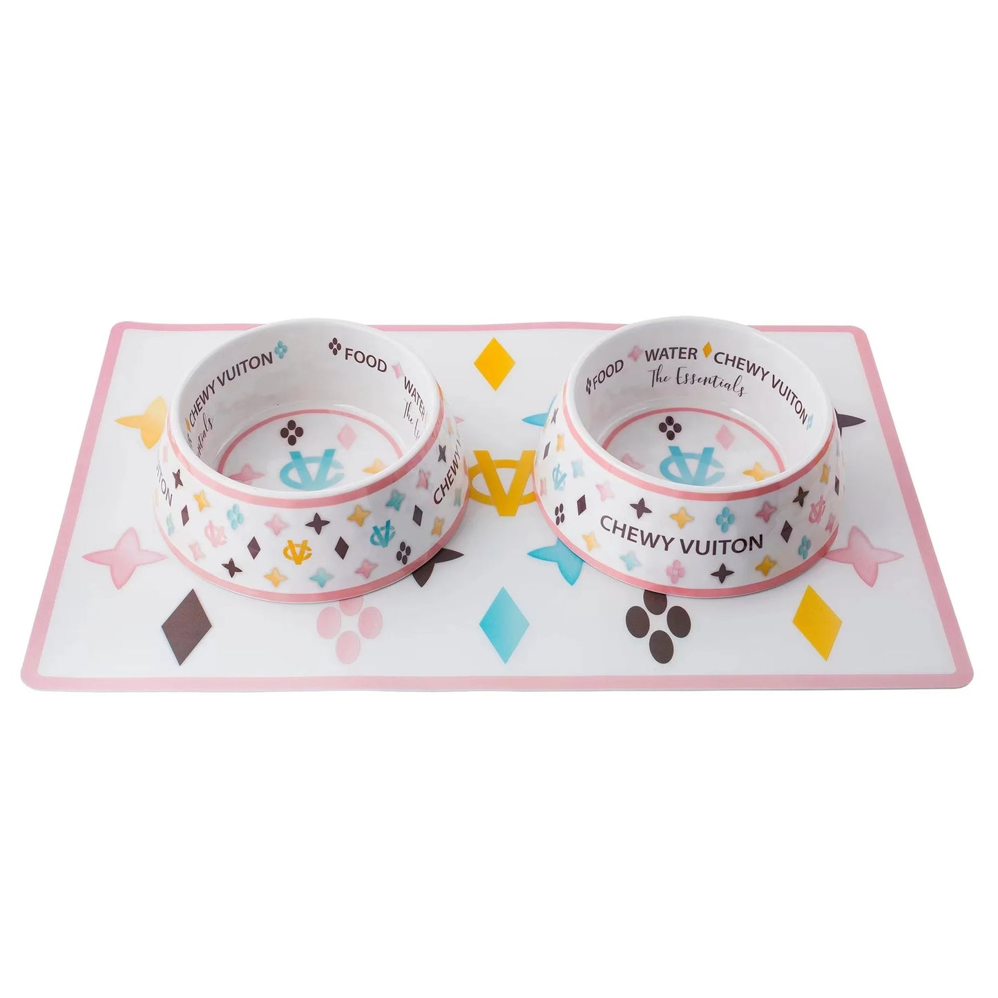 New Luxury Dog Bowl Brand Designer Bowls Placemat Puppy Cat Feeder Non-slip Crash French Bulldog Bowl For Small Dogs