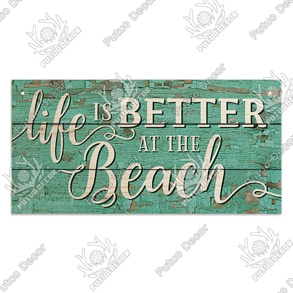 Beach Summer Signs Decorative Plaque Wood Wall Plaque Wooden Signs for Beach House Decoration Bar Living Room Decor