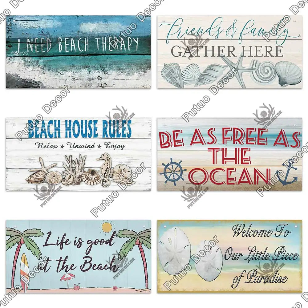 Beach Summer Signs Decorative Plaque Wood Wall Plaque Wooden Signs for Beach House Decoration Bar Living Room Decor