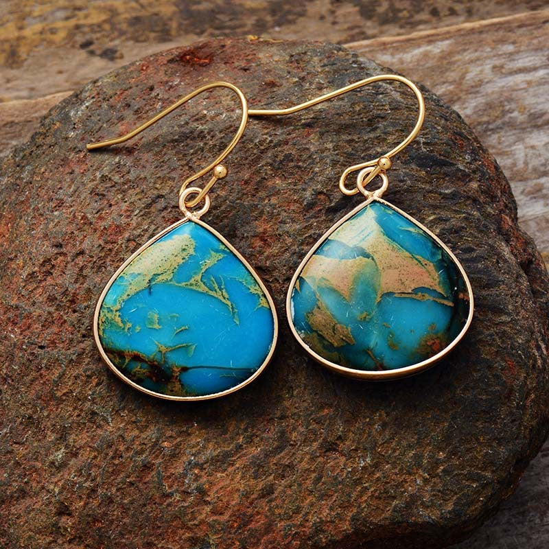 Earrings 18K Gold-Plated Natural Stone Earrings
