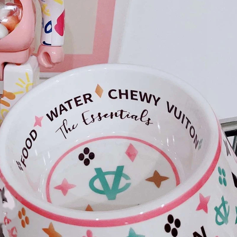 New Luxury Dog Bowl Brand Designer Bowls Placemat Puppy Cat Feeder Non-slip Crash French Bulldog Bowl For Small Dogs