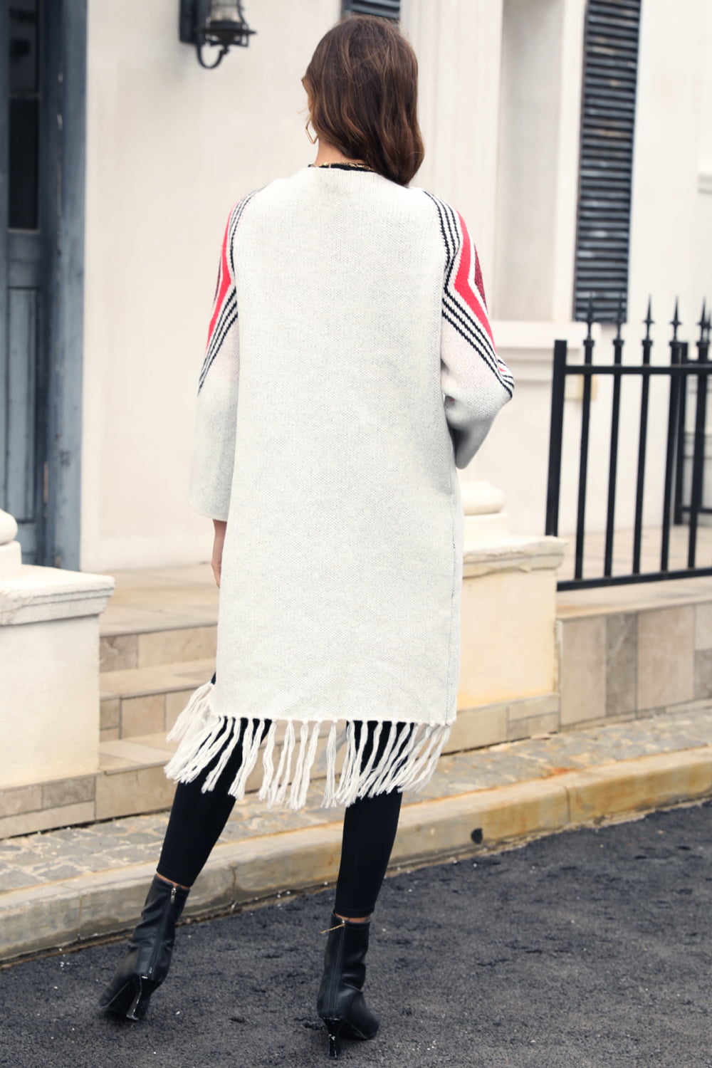 Cozy soft Fringe Hem Open Front Duster Cardigan
