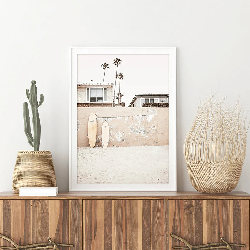 Beach Boho and Coastal  Art Neutral Surf Poster Prints Canvas Painting Wall Art Pictures Nordic Modern Ocean Living Home Decor