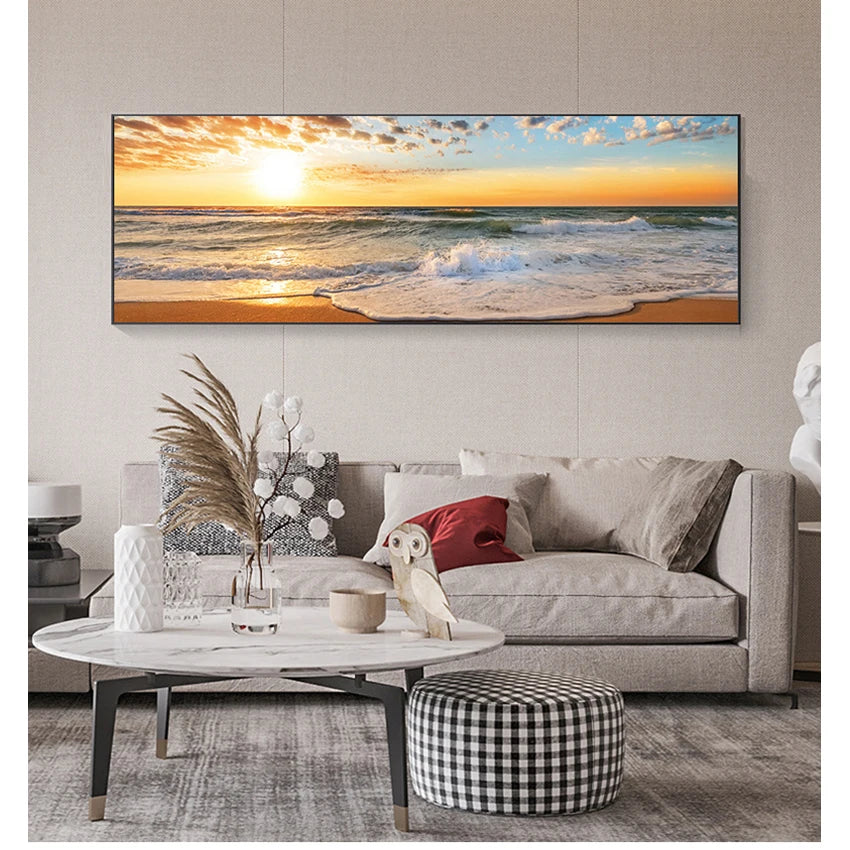 Big Size Pictures For Living Room Canvas Painting Beach Ship Sea Wall Art Nordic Posters And Prints Home Decoration