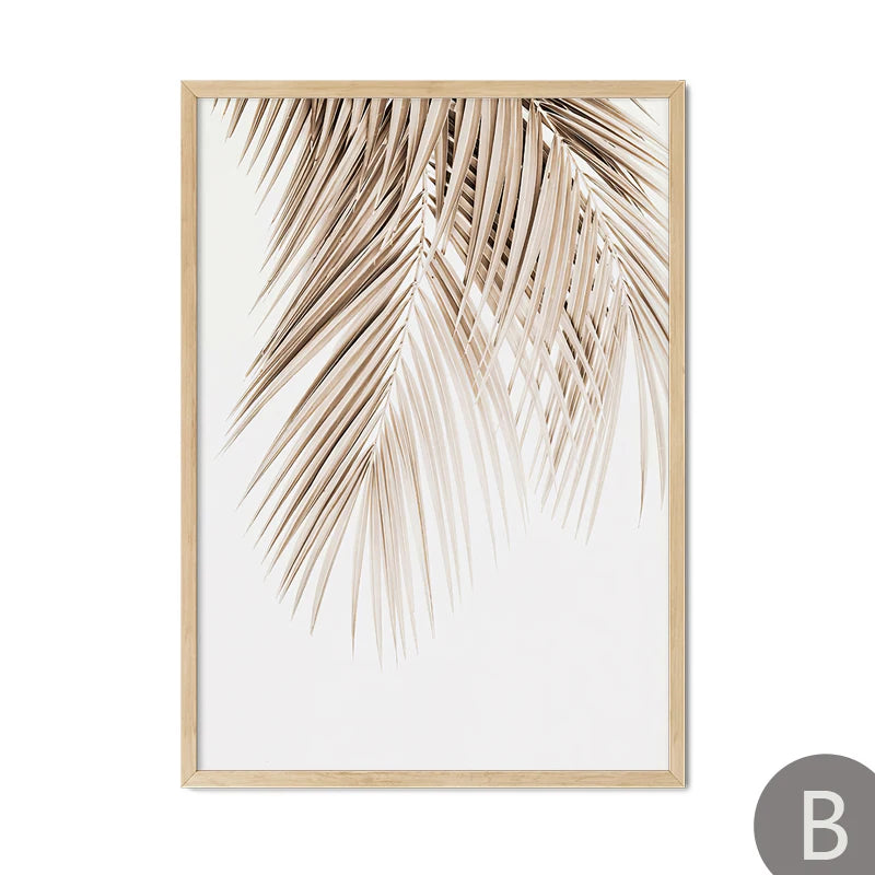 Beige Beach Girl Shell Nordic Canvas Wall Art Print Poster Landscape Leaf Reed Decor Painting Elegant Pictures for Living Room