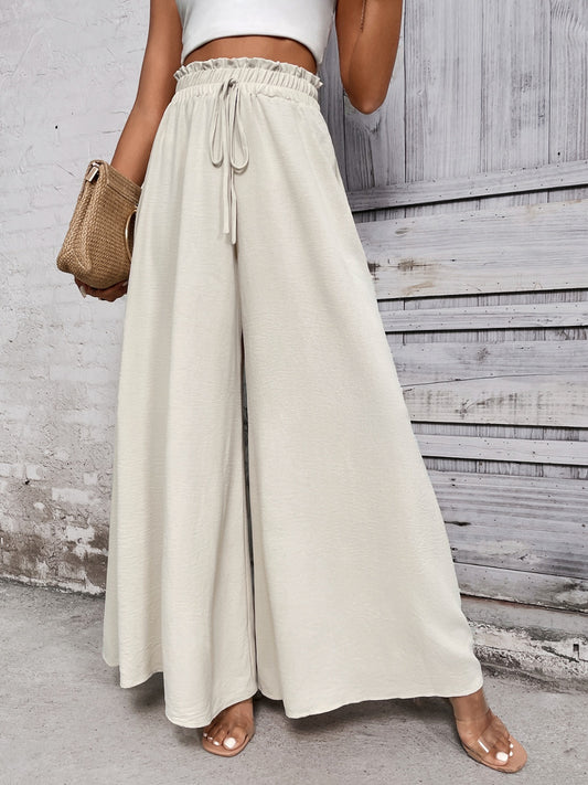 A Summer Tied High Waist Wide Leg Pants