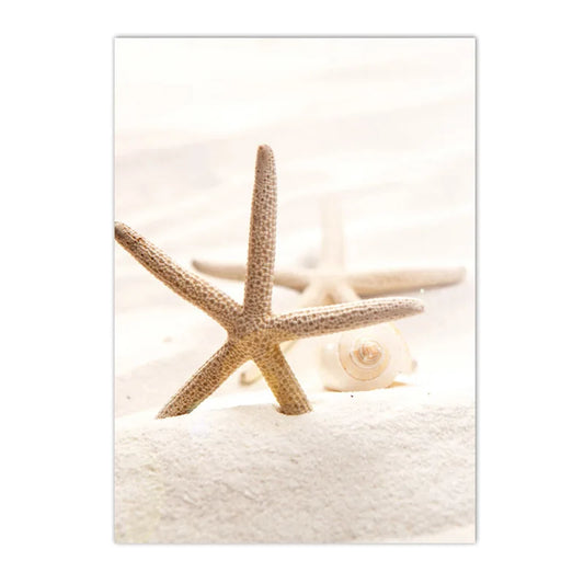 Boho Beige Beach Starfish Shells Reeds Bike Wall Art Canvas Painting Nordic Posters And Prints Pictures Living Room Home Decor