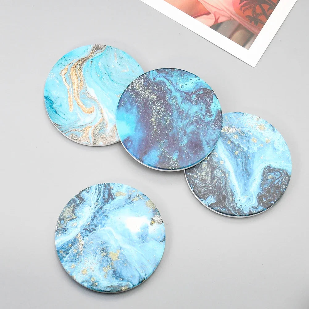 Beach coasters 1PC 10cm Waves Beach Marbling Aurora Round Diatom Mud Ceramic Coaster Mugs Cup Insulation Mats Pads Placemat Wedding Table Decor