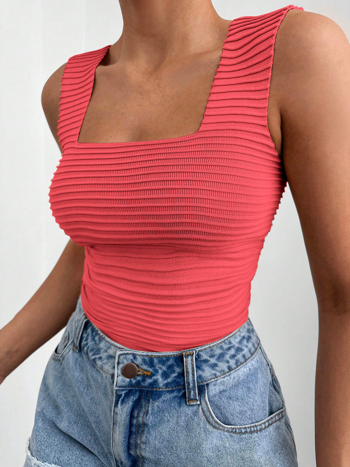 A Beautiful Square Neck Wide Strap Tank - A must for summer