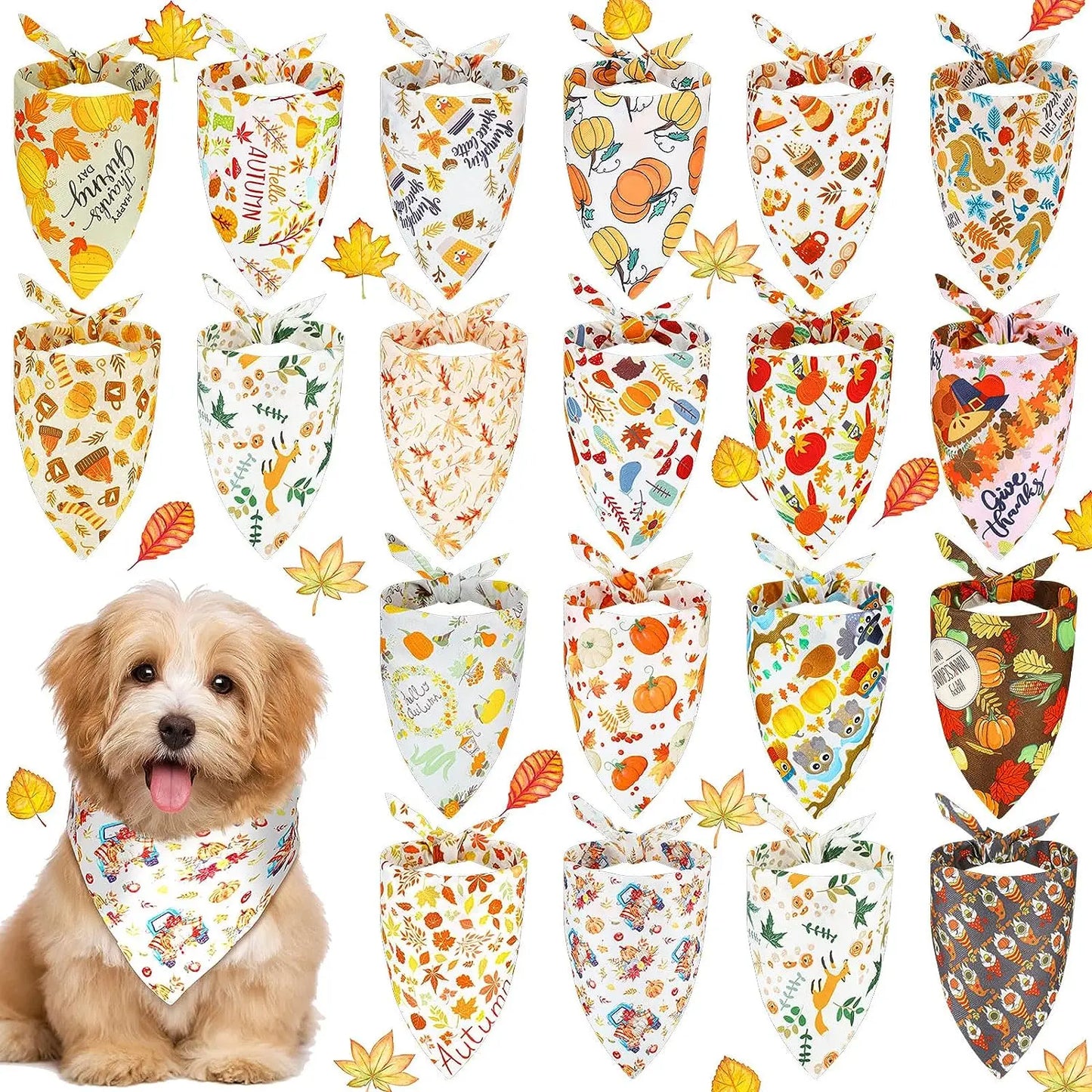 Designer Dog 20 Pcs Christmas Dog Bandana Thanksgiving Dog Triangle Scarfs Halloween Dog Bibs Bandanas For Dog Accessoires