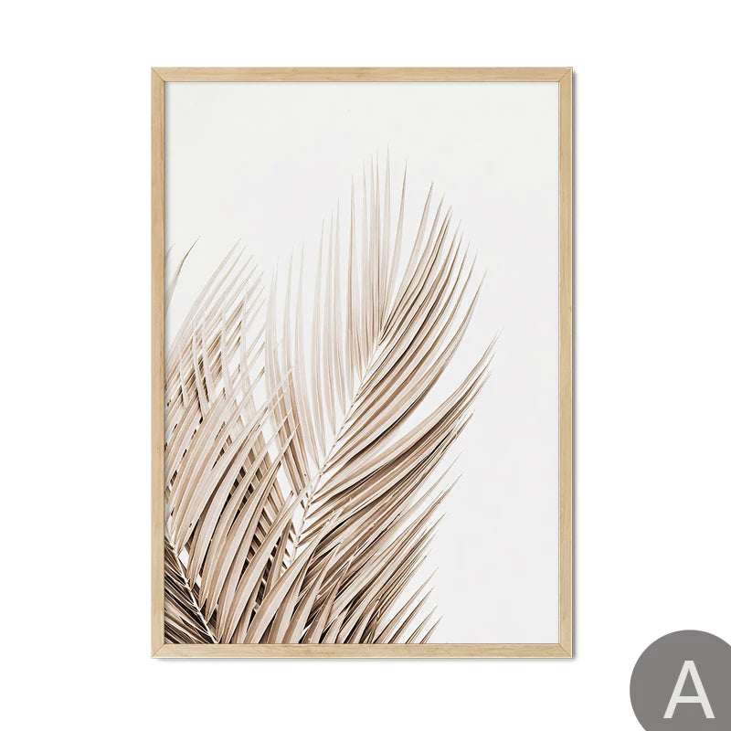 Beige Beach Girl Shell Nordic Canvas Wall Art Print Poster Landscape Leaf Reed Decor Painting Elegant Pictures for Living Room