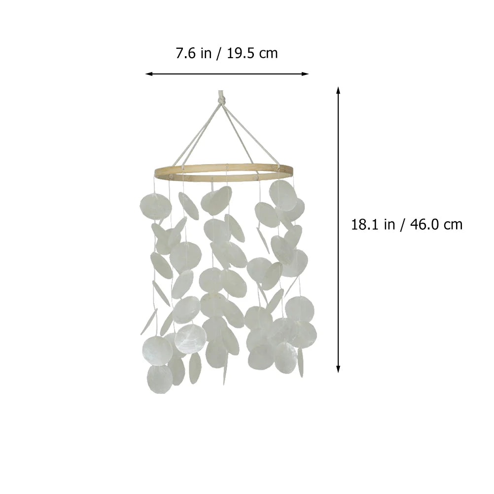 Shell Wall Hanging Delicate Wind Chime Indoor Seashell Windchimes Decorate Round Bell Pendant Creative Pieces Wood