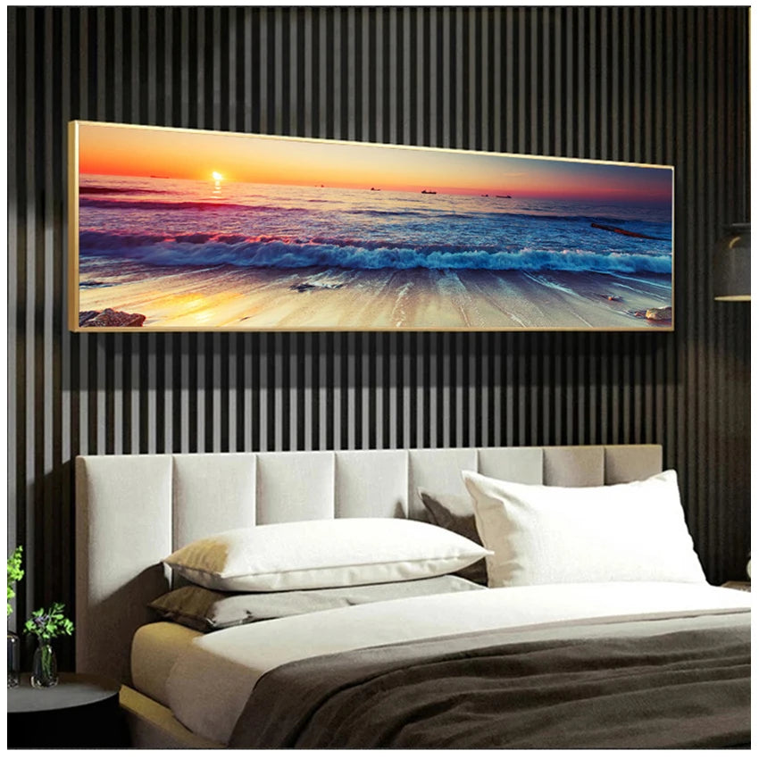 Big Size Pictures For Living Room Canvas Painting Beach Ship Sea Wall Art Nordic Posters And Prints Home Decoration