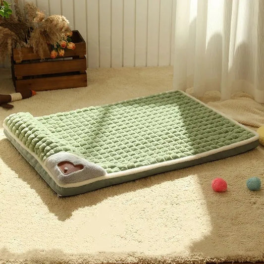 Winter Warm Dog Mat Luxury Sofa for Small Medium Dogs Plaid Bed for Cats Dogs Fluff Sleeping Removable Washable Pet Beds