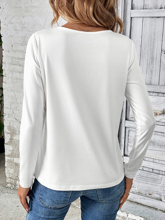 Lace Trim V-Neck T-Shirt