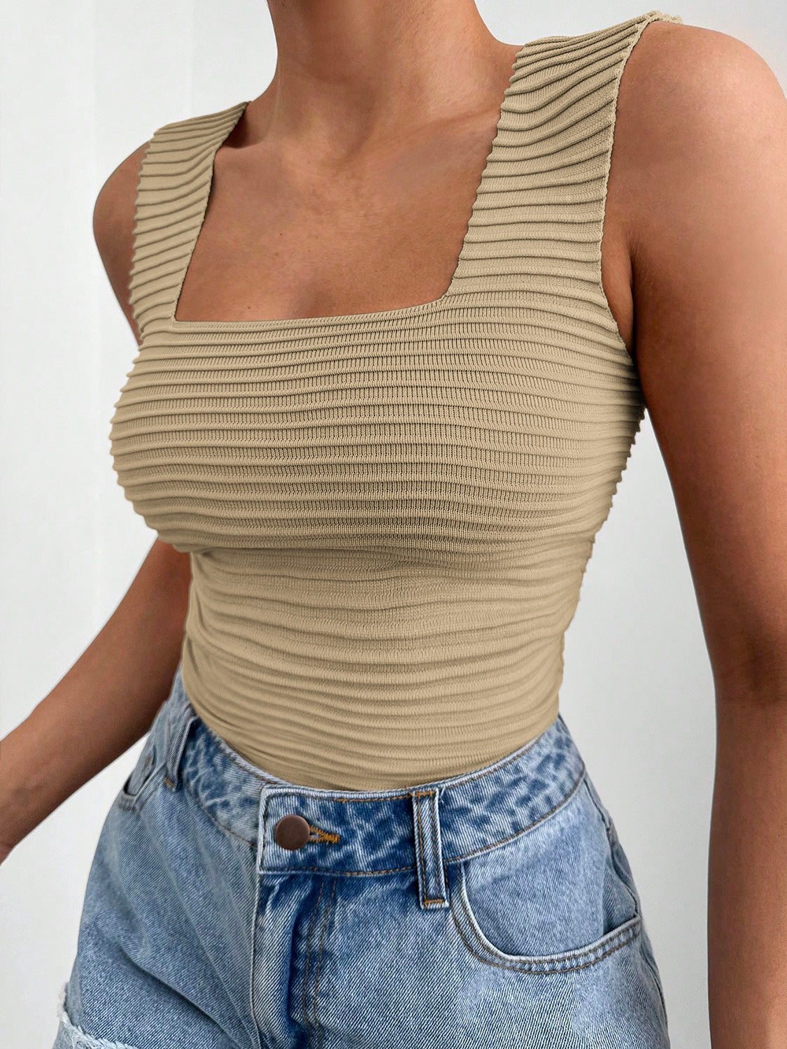 A Beautiful Square Neck Wide Strap Tank - A must for summer