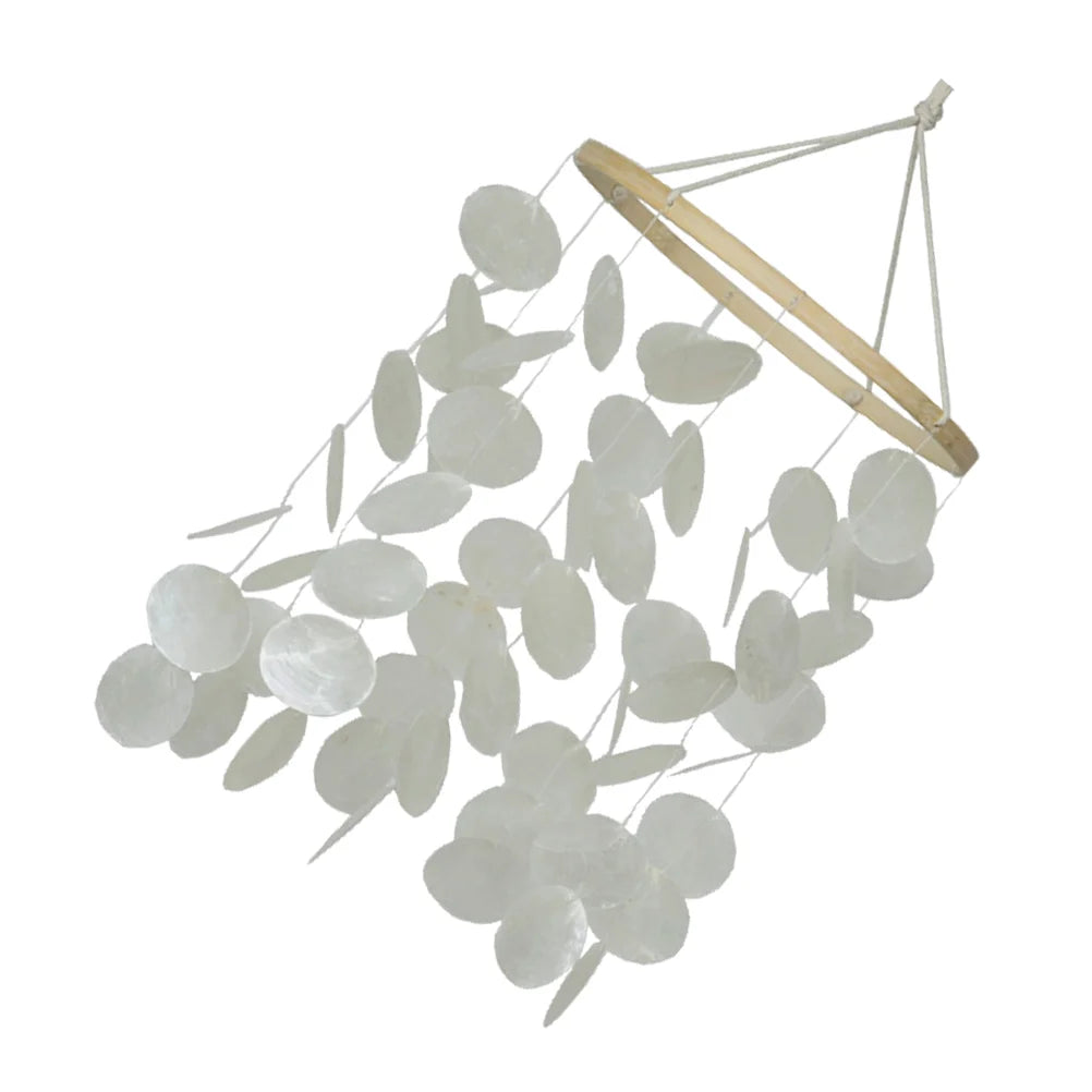 Shell Wall Hanging Delicate Wind Chime Indoor Seashell Windchimes Decorate Round Bell Pendant Creative Pieces Wood