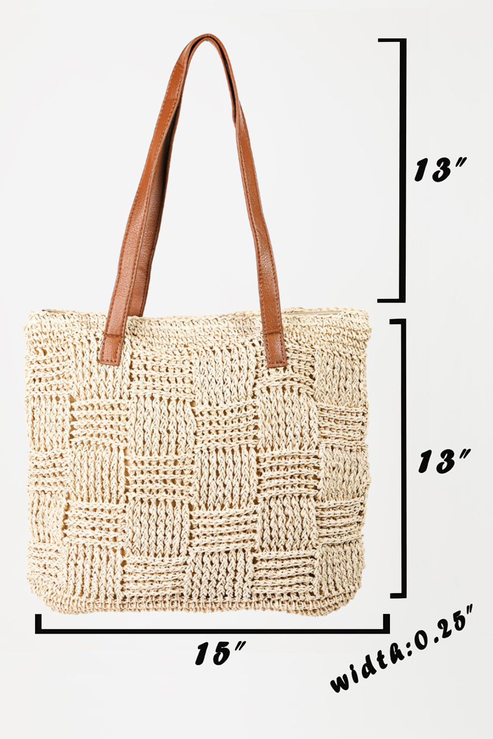 A  Braided Faux Leather Strap Tote Bag