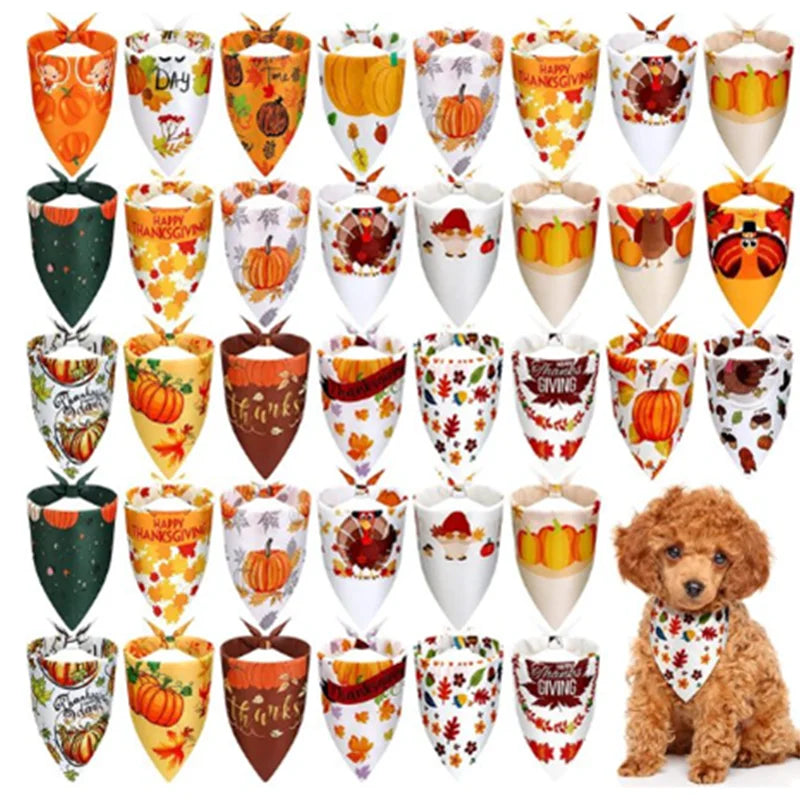 Designer Dog 20 Pcs Christmas Dog Bandana Thanksgiving Dog Triangle Scarfs Halloween Dog Bibs Bandanas For Dog Accessoires