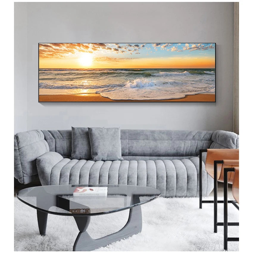 Big Size Pictures For Living Room Canvas Painting Beach Ship Sea Wall Art Nordic Posters And Prints Home Decoration