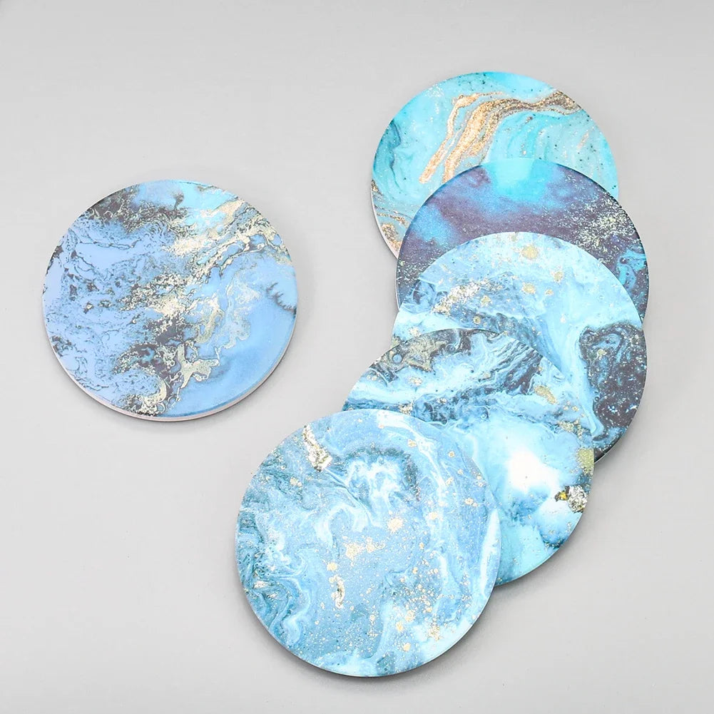 Beach coasters 1PC 10cm Waves Beach Marbling Aurora Round Diatom Mud Ceramic Coaster Mugs Cup Insulation Mats Pads Placemat Wedding Table Decor