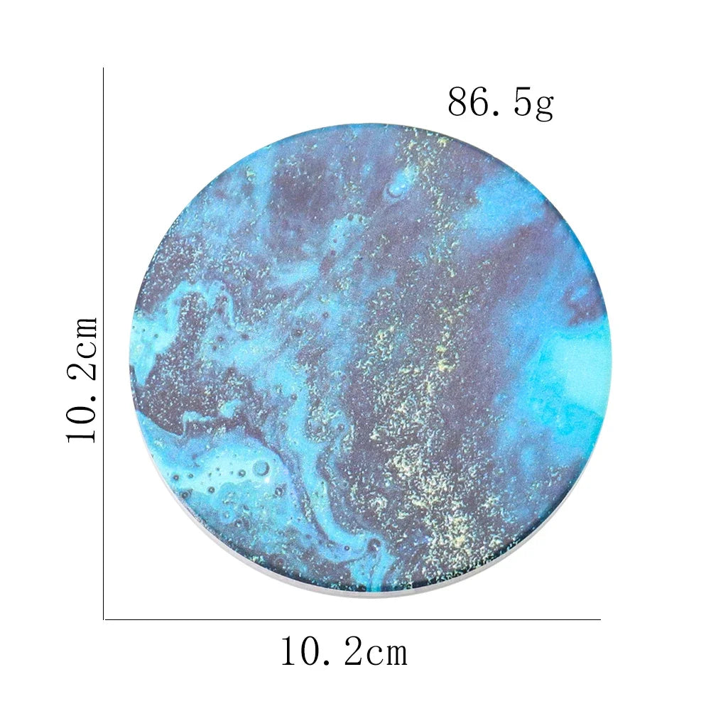 Beach coasters 1PC 10cm Waves Beach Marbling Aurora Round Diatom Mud Ceramic Coaster Mugs Cup Insulation Mats Pads Placemat Wedding Table Decor