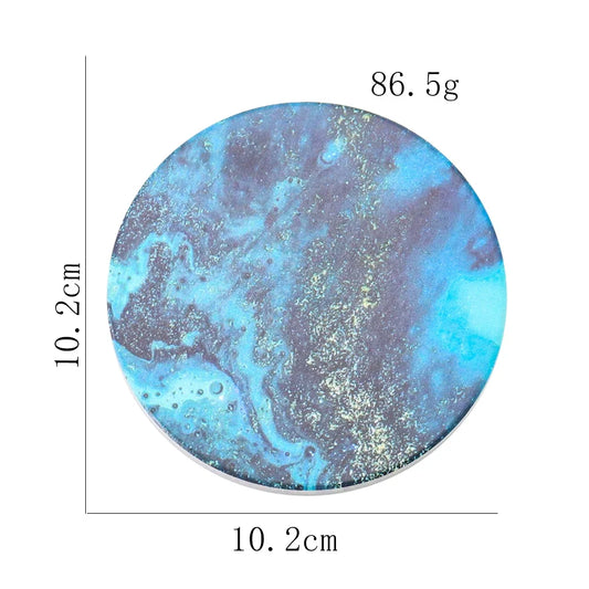 Beach coasters 1PC 10cm Waves Beach Marbling Aurora Round Diatom Mud Ceramic Coaster Mugs Cup Insulation Mats Pads Placemat Wedding Table Decor