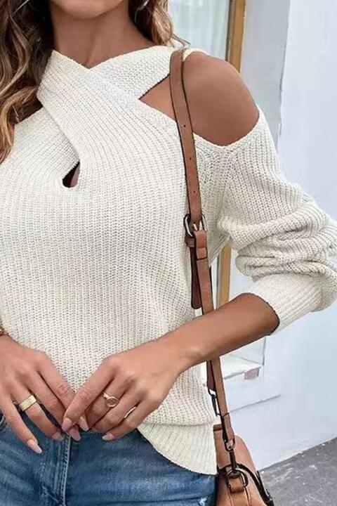 A Sexy Crisscross Cold-Shoulder Sweater